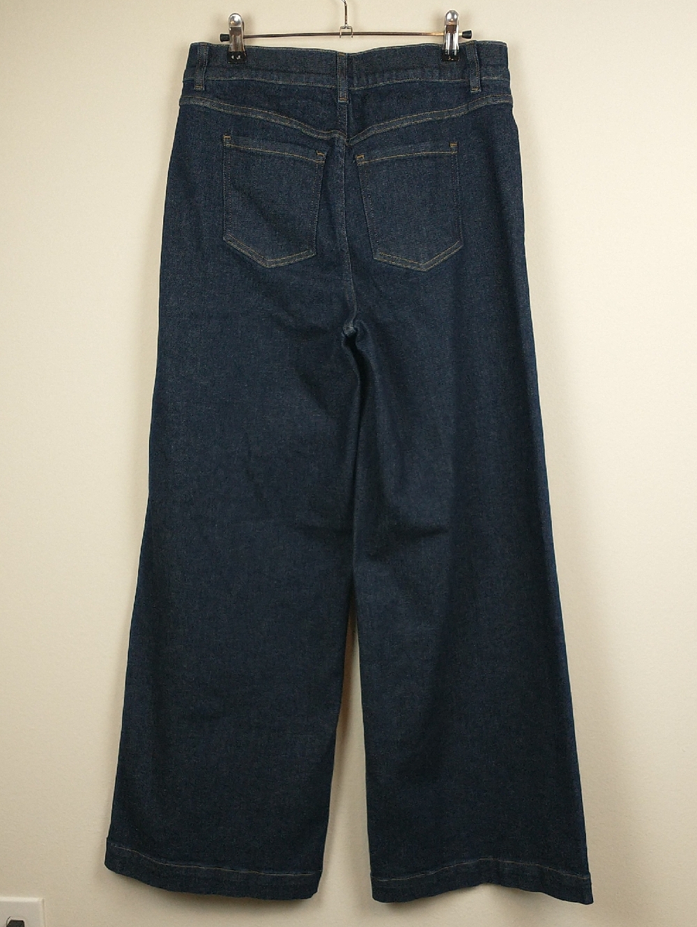 SPANX Wide Leg Jeans Large Raw Indigo Dark Wash - Picture 9 of 14